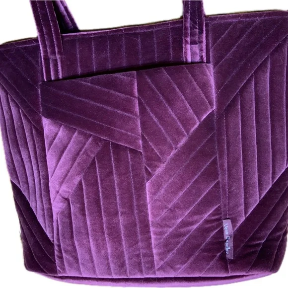 Vera Bradley Quilted Velour Tote Shoulder Handbag Burgundy EUC - Picture 5 of 13